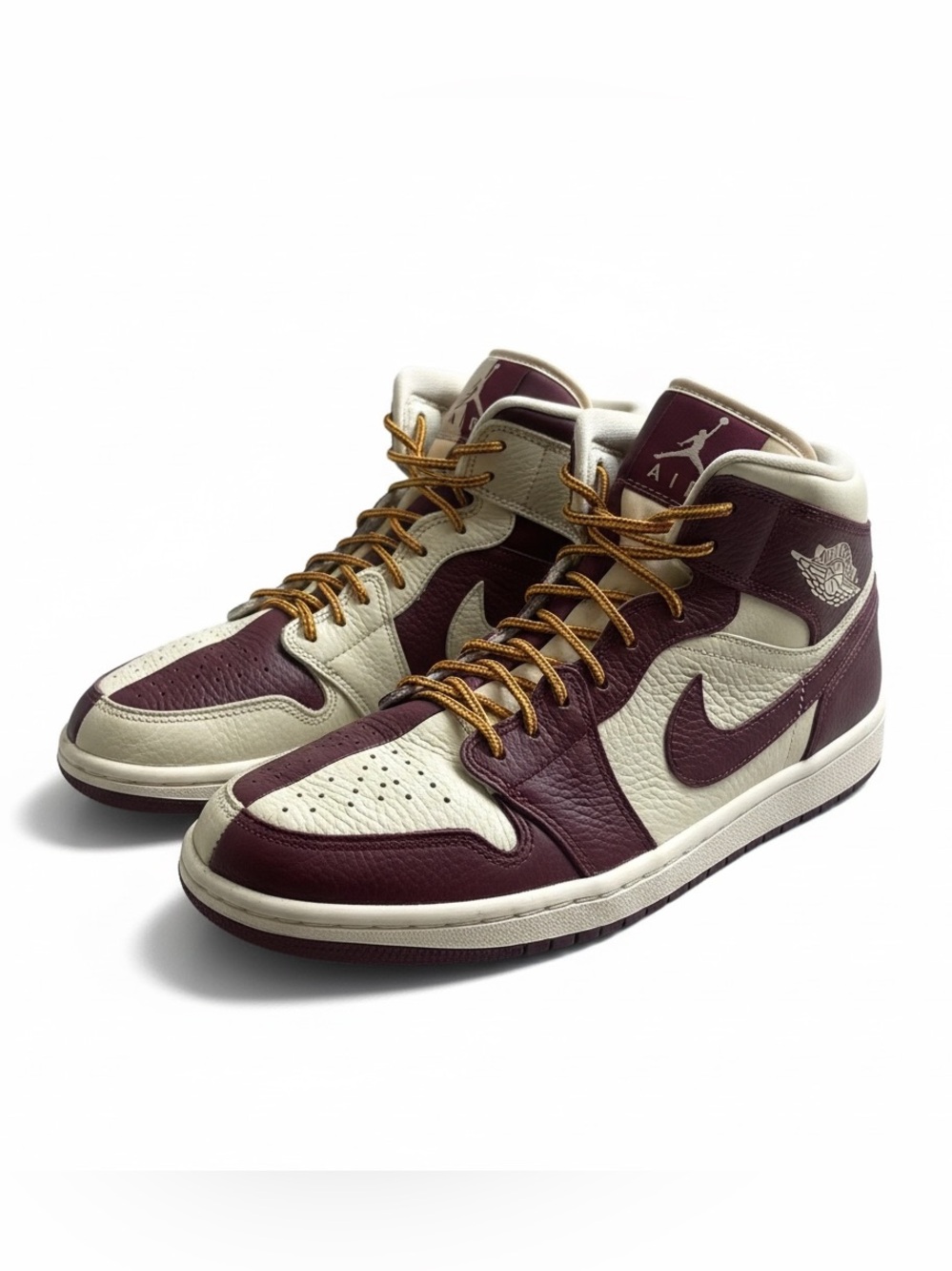 Women’s Nike Air Jordan 1 Mid SE Split High-Top Sneakers in Maroon and Cream